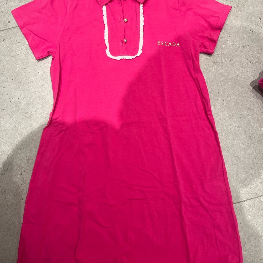 Escada Fuchsia Polo Dress with White Accents